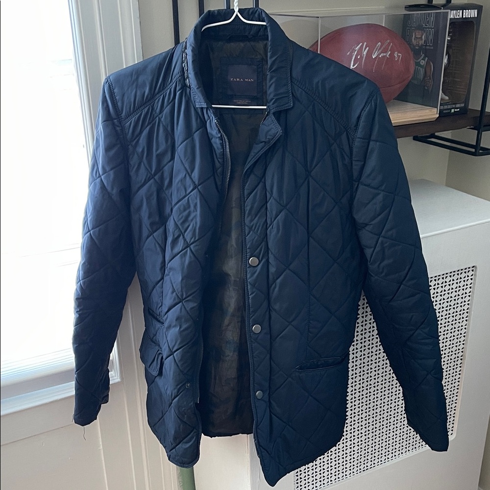 Zara Dark Blue Quilted Jacket